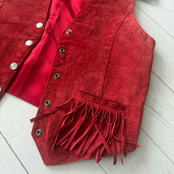 Scullly Red Genuine Leather Fringe Vest Coachella, Cowgirl, Rodeo Women’s 10 - Picture 2 of 16